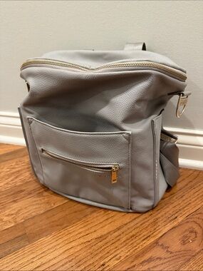 Fawn backpack, gray, leather